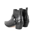 Aadhya Siyah Kadın Topuklu Deri Kovboy Botu