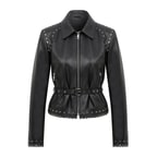 Abina Siyah Kadın Deri Ceket 