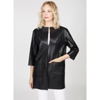 Abrianna Kadın Panelli Anatomik Uzun Deri Ceket