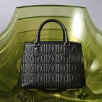 Absola Siyah Kadın Monogram Kapitone Deri Omuz Çantası