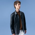 Achak Siyah Erkek Blazer Deri Ceket