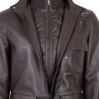 Adahy Kahve Erkek Deri Mont