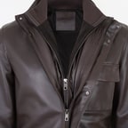 Adahy Kahve Erkek Deri Mont