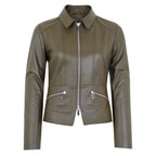 Adelie Haki Kadın Deri Mont