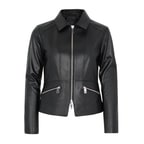 Adelie Siyah Kadın Deri Mont