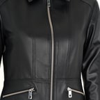 Adelie Siyah Kadın Deri Mont