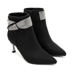 Adrian Siyah Kadın Taşlı Topuklu Bot