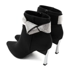 Adrian Siyah Kadın Taşlı Topuklu Bot