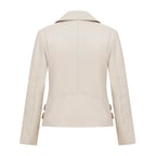 Adsilla Krem Kadın Deri Biker Ceket