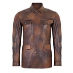 Adymn Kahve Erkek Vintage Deri Mont