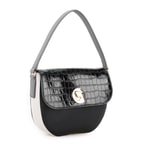 Afsooz Siyah Kadın Kroko Baskılı Deri Omuz Çantası