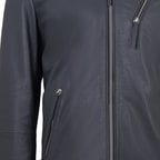 Aimone Gri Erkek Kapüşonlu Deri Ceket