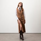 Alaqua Kahve Kadın Süet Deri Yelek