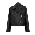 Albinia Siyah Kadın Deri Biker Ceket