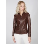 Alda Kadın Gömlek Yakalı Deri Ceket