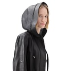 Aldabella Siyah Kadın Perforeli Deri Pardösü