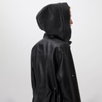 Aldabella Siyah Kadın Perforeli Deri Pardösü