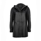 Aldabella Siyah Kadın Perforeli Deri Pardösü