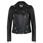 Aletta Siyah Kadın Biker Deri Ceket