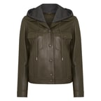Alicia Haki Kadın Deri Kapüşonlu Ceket