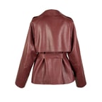 Amadika Bordo Kadın Deri Trençkot