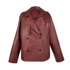 Amadika Bordo Kadın Deri Trençkot