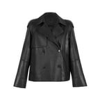 Amadika Siyah Kadın Deri Trençkot