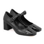 Amaris Siyah Kadın Topuklu Mary Jane Deri Klasik Ayakkabı