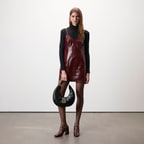 Amayeta Bordo Kadın Deri Elbise