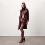 Amayeta Bordo Kadın Deri Elbise