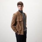 Ambrosi Kahve Erkek Bomber Süet Deri Ceket