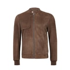Ambrosi Kahve Erkek Bomber Süet Deri Ceket