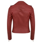 Amelia Kırmızı Kadın Biker Deri Ceket