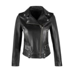Amelia Siyah Kadın Biker Deri Ceket