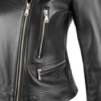 Amelia Siyah Kadın Biker Deri Ceket