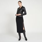 Amelia Siyah Kadın Biker Deri Ceket