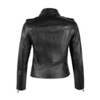 Amelia Siyah Kadın Biker Deri Ceket