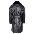 Amiah Siyah Kadın Oversize Deri Pardösü