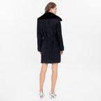 Amiah Siyah Kadın Oversize Deri Pardösü