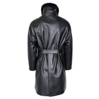 Amiah Siyah Kadın Oversize Deri Pardösü