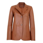 Angelea Kahve Kadın Blazer Deri Ceket
