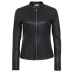 Anila Kadın Deri Streç Biker Mont