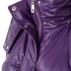 Anitra Mor Kadın Kapüşonlu Puffer Deri Yelek