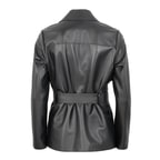 Aniye Siyah Kadın Deri Trençkot