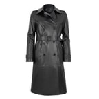 Annily Siyah Kadın Deri Trençkot