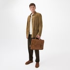 Anoki Haki Erkek Çift Taraflı Süet Deri Mont