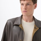 Anoki Haki Erkek Çift Taraflı Süet Deri Mont