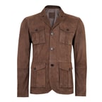 Antonin Kahve Erkek Süet Deri Safari Ceket
