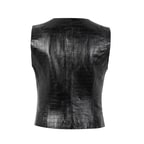 Arnia Siyah Kadın Kroko Baskılı Deri Yelek