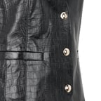 Arnia Siyah Kadın Kroko Baskılı Deri Yelek